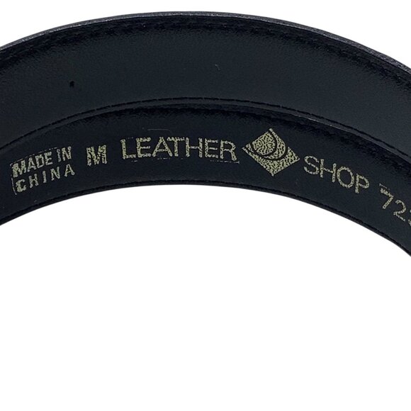 Vintage Genuine Reptile Leather Belt Gold Tone Buckle Leather Shop Waist 26-30 - Picture 4 of 8